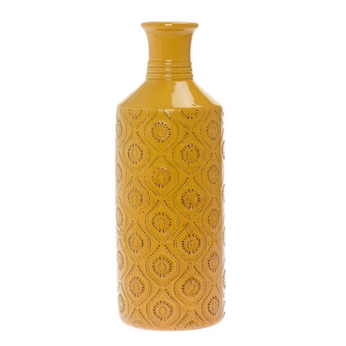 Váza ornament žltá keramika 11.5*11.5*31cm