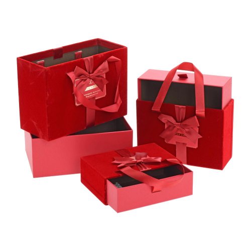 Darčeková krabička na kvety s/3 22.5x16x9.5 /20x14x7.5/17.5x12x5.5cm červená
