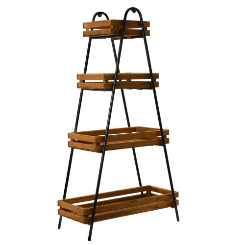 Regál hnedý 4-podlažia drevo/kov 71*33,5*130,5cm - Vianočné dekorácie a ozdoby