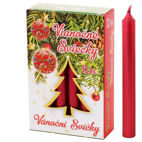 Vianočné sviečky met.červ.12/115 - Vianočné dekorácie a ozdoby