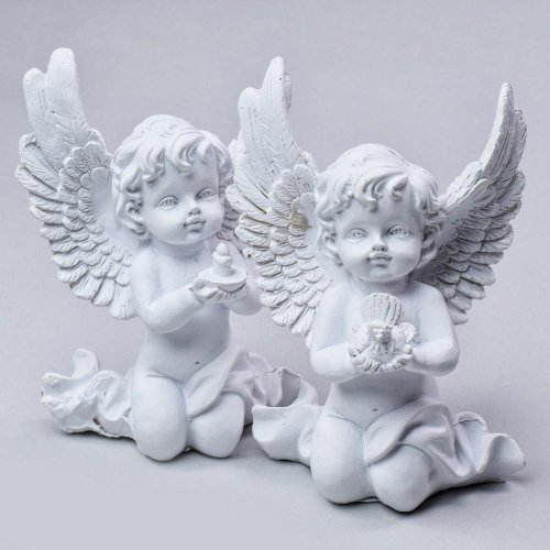 Anjel polyres.biely so sviečkou v13cm