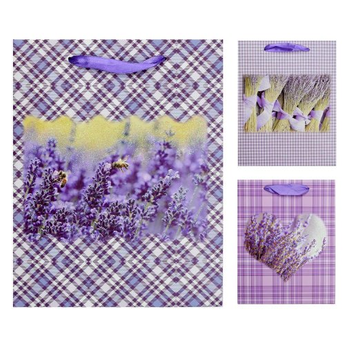 Darčeková taška l 44x31x12cm kvety gliter