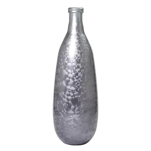 Váza fľaša recycled glass d. grey frosted - h75xd25cm