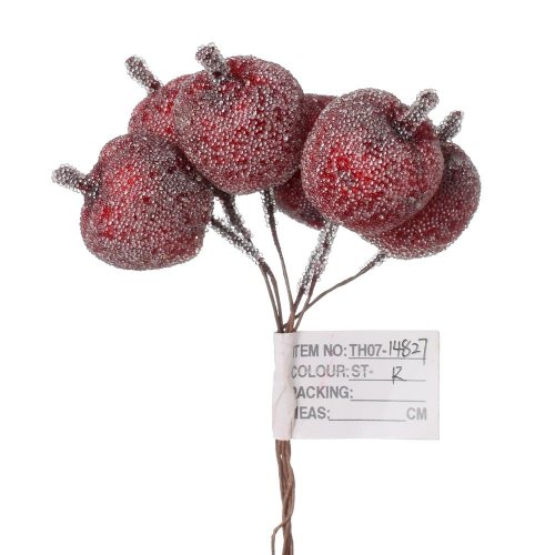 Zápich jabĺčka ľadové, červené /6 11cm - Umelé kvety