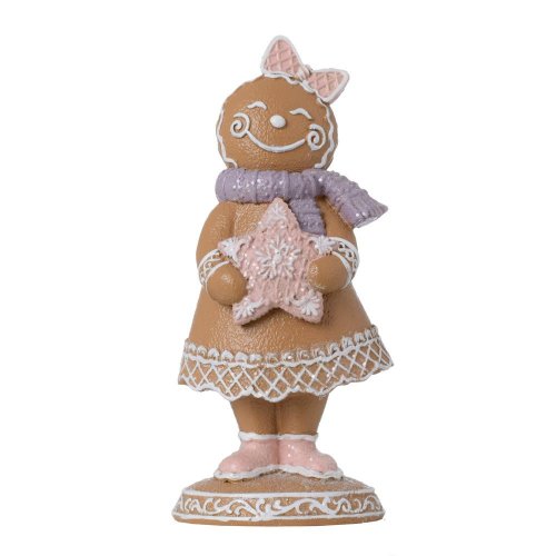 Perník dievča polyres 7,5x5,3x16,5cm ružové