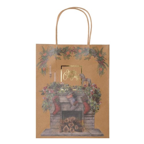 Agb2018305 taška v33,5x26,5x13cm christmas fireplace - Vianočné dekorácie