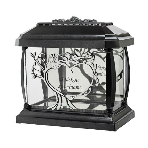 Lampion panteon srdce grafit /s láskou spomíname/