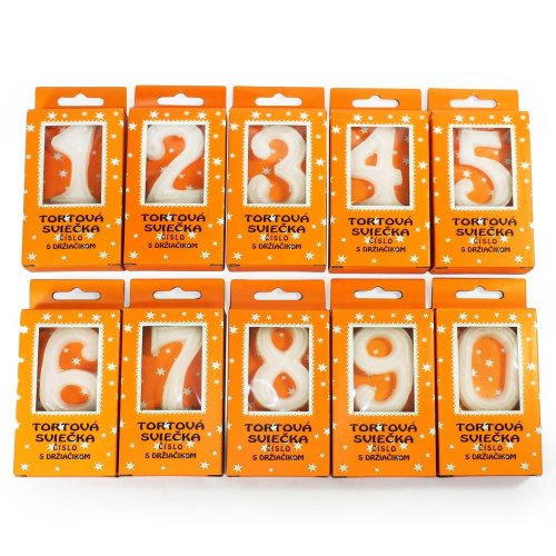 Tortové sviečky čísla biele