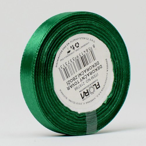 Stuha satén zelená 10mm 15m