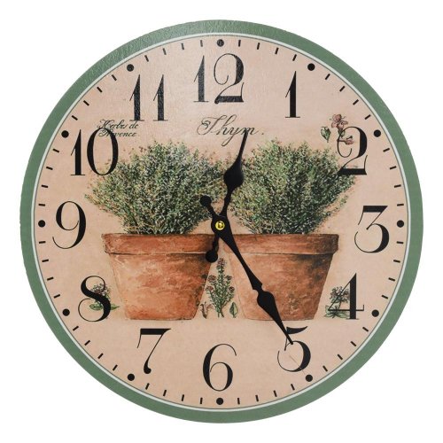 Hodiny nástenné mdf dia 34cm bylinky