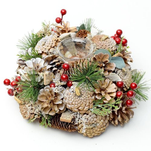 Svietnik 1sv prírodný bobule 22x11cm