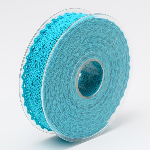 Stuha čipka  25mmx8m tyrkysová