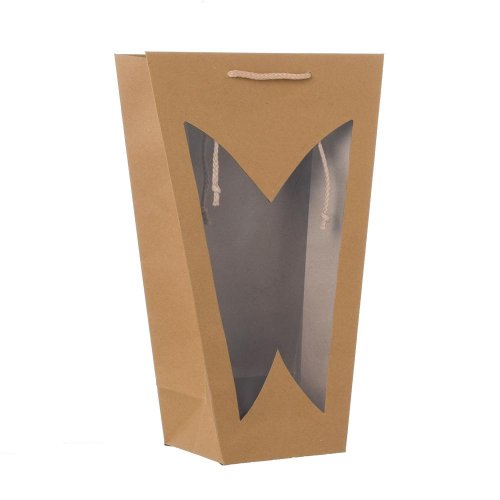 Taška kraft orch na kvety 29 × 43+14 × 15 cm neutro