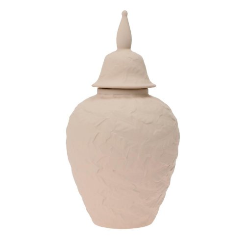 Dóza s poklopom keramika 17x17x32cm béžová