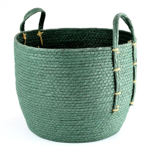 Super cena košík z papiera tmavo zelená veľký 24x33cm