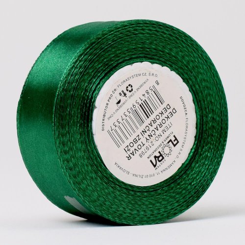 Stuha satén zelená 25mm 15m