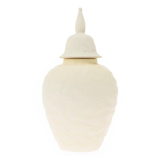 Dóza s poklopom keramika 17x17x32cm krém