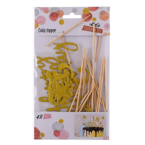 Zápich do torty set zlatý