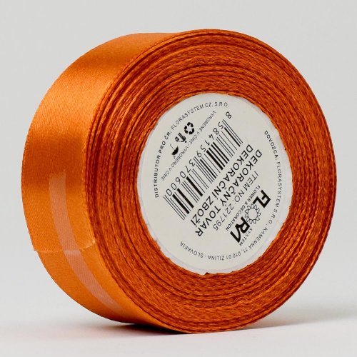 Stuha saten oranž. 25mm 15m