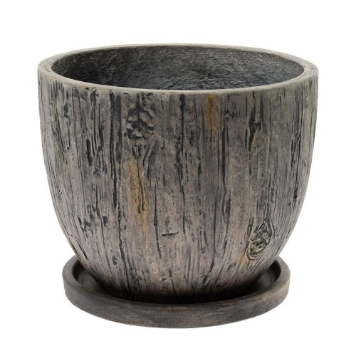 J89 kvetináč + miska okrúhly lincy tm.šedá 37h30,3cm l