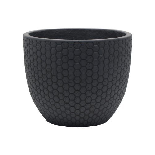 J108 kvetináč+miska okrúhly mila čierna 30x24,5cm m