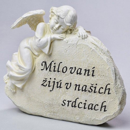 Náhrobok anjel 21,5x8,7x18,5cm polyres