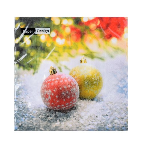 199385 servítky 33x33cm chrystal baubles - Vianočné dekorácie