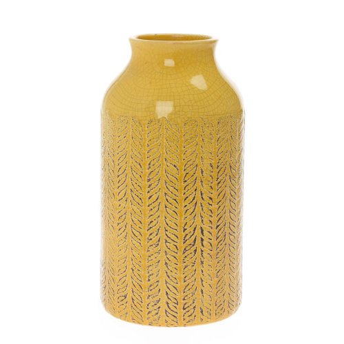 Váza ornament žltá keramika 12.5*12.5*23.5cm