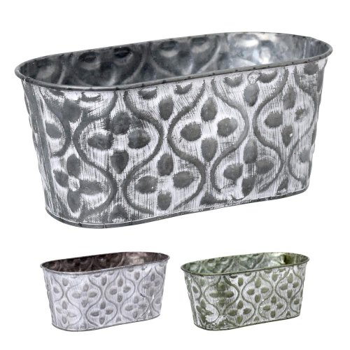 Obal ovál kov mix 3f zelený ornament v:10x24x12,5cm super cena