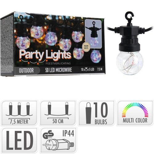 Le2100100 led10 žiarovky farebné dĺ.7,5m elekt.