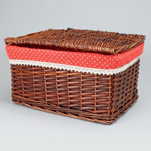 350fl/s prútený košík tm.hnedý vzor bodka l:44x33x24cm