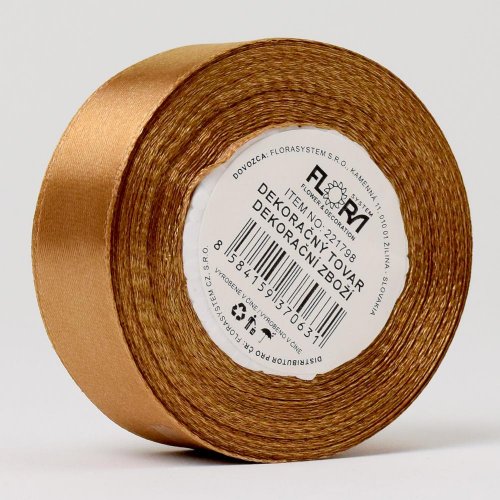 Stuha saten hnedá 25mm*15m