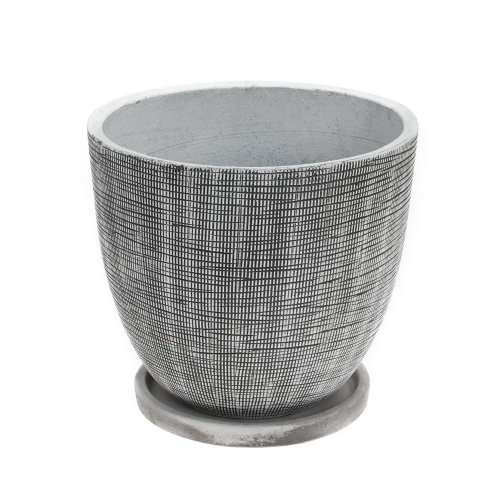 J136 kvetináč + miska beth antik biela 32x28,2cm