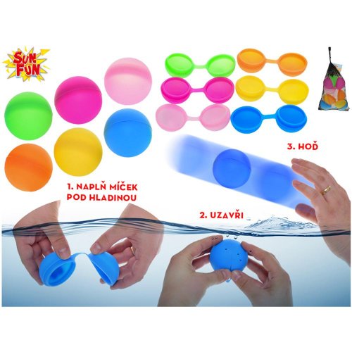 Lotičky na vodu 6cm znovupoužiteľné 6ks v sieťke