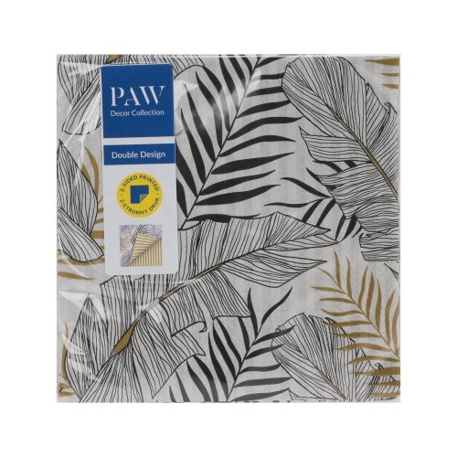 Sdld000100 servítky 33x33 cm/20ks/3vrst /obojstr exotic leaves stripe