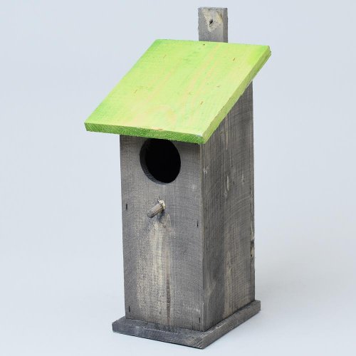 Td015.mz  zahniezďovacia budka sivá+zel.strecha 14x13x30/35cm