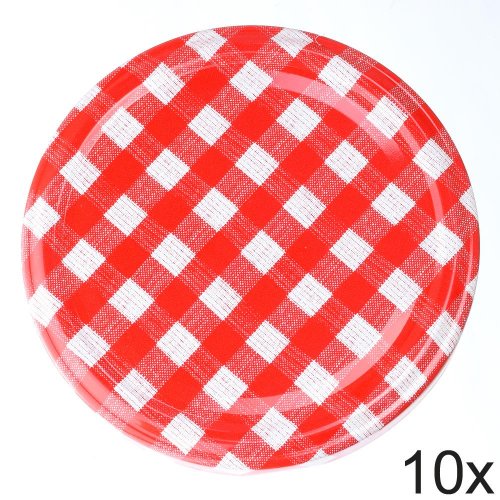 Viečka  červeno/biele káro fi82mm/10ks