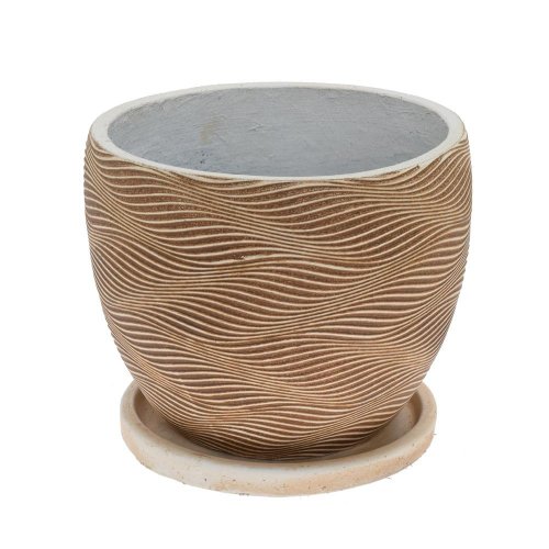 J124 kvetináč + miska kiki šedo - hnedá 37x30,3cm l