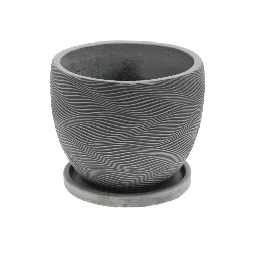 J125 kvetináč + miska kiki  antik šedá 24x19,6cm s