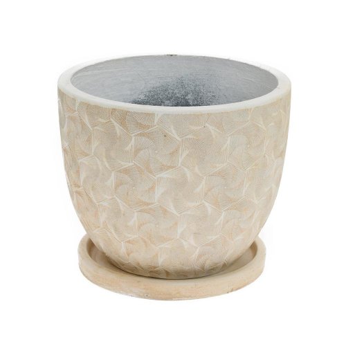 J128 kvetináč + miska mai šedo - biela 24x19,6cm s