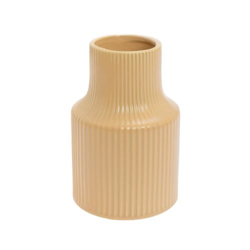 Váza pruhy keramika 10x10x15cm hnedá