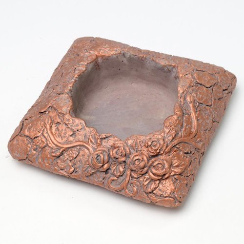 Obal cement šedý s medenou 17x17x6cm