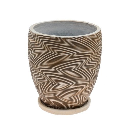J126 kvetináč + miska kiki béžovo hnedá  34x34cm m