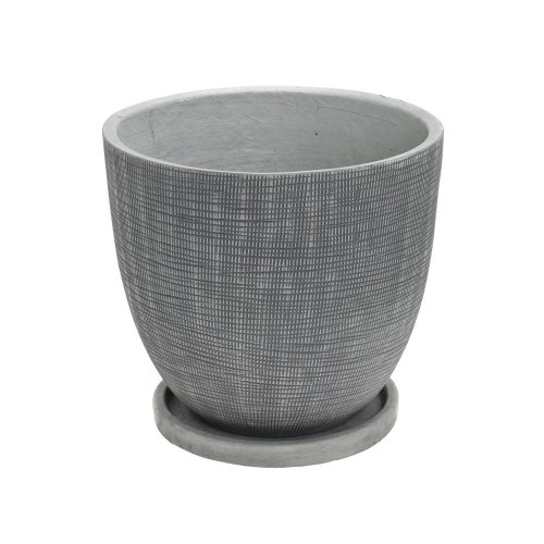 J137 kvetináč + miska beth tm.šedá 32x28,2cm