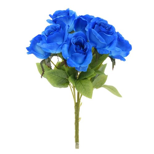 Kytica ruža x7 40cm modrá