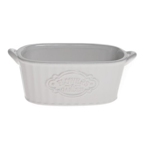 Obal flower ovál keramika 19x8,5x7,5cm biela