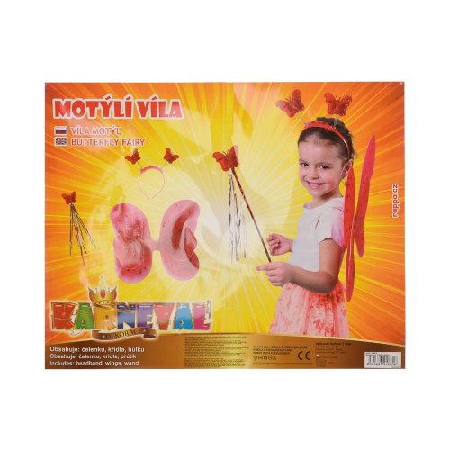 Motýlie krídla mix farieb s čelenkou a paličkou