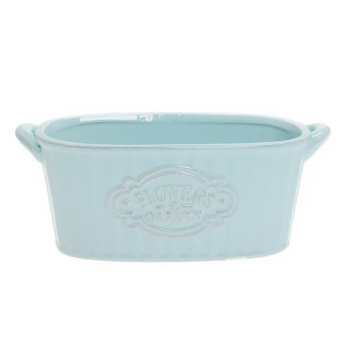 Obal flower ovál keramika 19x8,5x7,5cm modrá