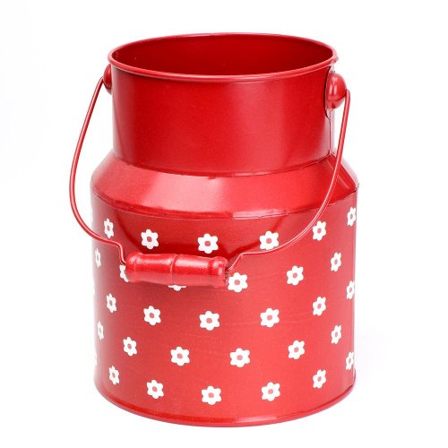 Váza konva kov červená kvety v:18/27,5x12cm