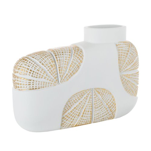 Váza deco biela vzor mušla 31x9,5xv21,5cm